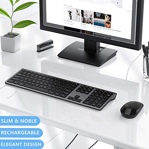 Wireless Keyboard Mouse Combo, Rechargeable Keyboard and Mouse - LEKVEY Slim Keyboard Mice, 2.4G 109 Keys Full-Size QWERTY Keyboard Mouse Set, with Number Pad, Silent Click, Stylish Design, Space Gray - Thumbnail 2