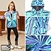 Jxstar Boys Girls Metallic Hoodie Vest Kids Shiny Zip Up Outfit Sleeveless Disco Shirt with Pocket, 10-11Y