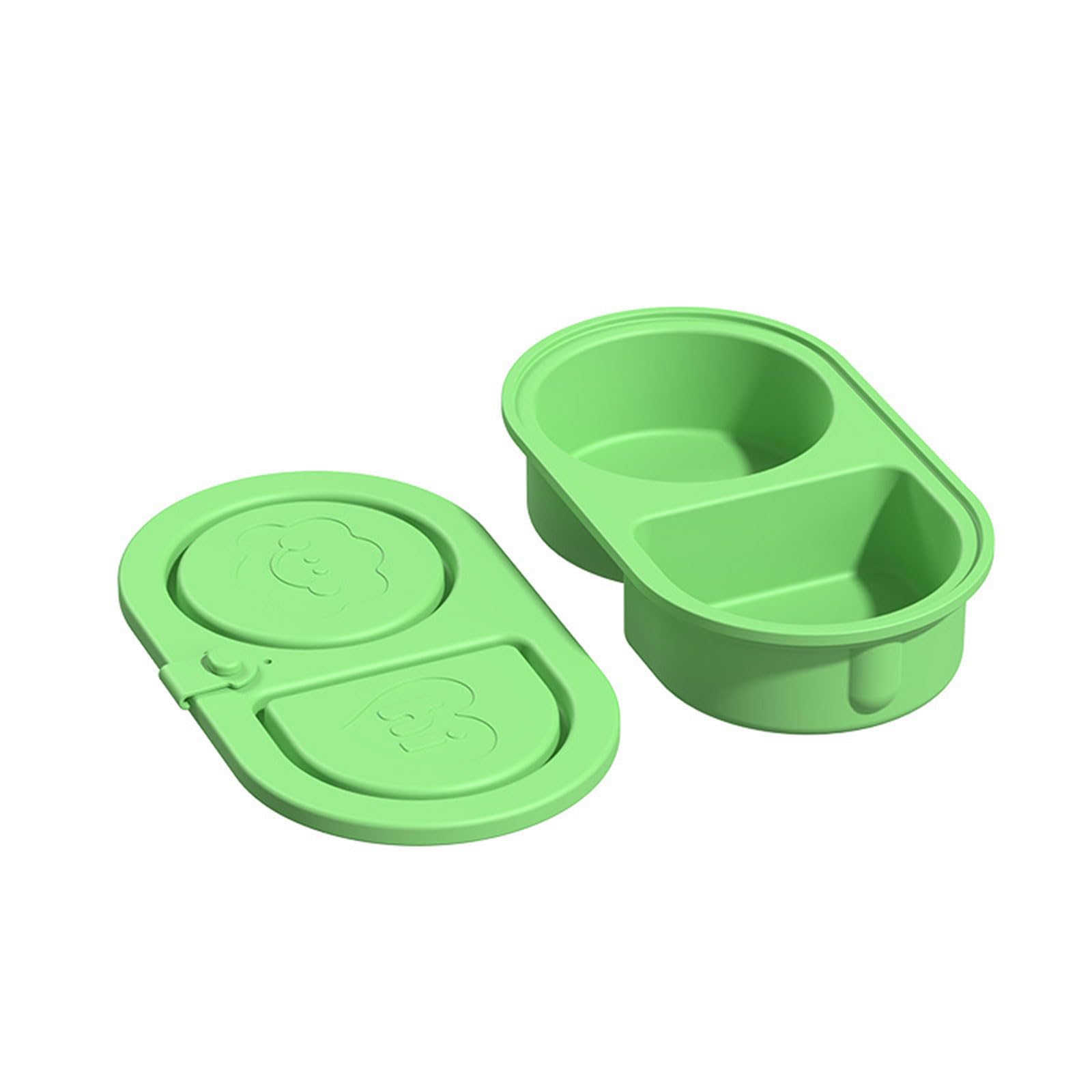 2 Section Compartment Silicone Food Container Snack Container with Easy Carry Design Double Compartment Snacks for Travel Office Camping