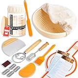 Suministros para hornear pan de masa madre, tarro de inicio de masa madre, cesta de prueba de pan Banneton ecológica hecha a mano, kit de inicio de masa madre, herramientas de suministros para hacer