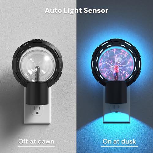Image of L LOHAS LED Plug-in Night Light for Kids, Color Changing Globe Plasma Lamp, Tesla Coil Bulb Static Electricity in a Vacuum Pressurized Glass Globe for Hands-On STEM Learning,Parties, Decorations, Prop
