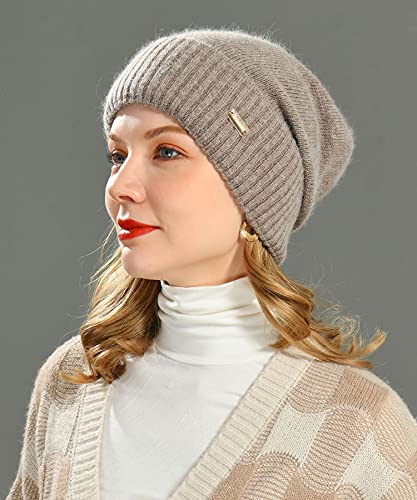 Jaxmonoy Cashmere Slouchy Beanies For Women Winter Lightweight Girls Ladies Wool Knit Hat Cuffed Soft Warm Slouch Beanie Cap - Brown #TOP2