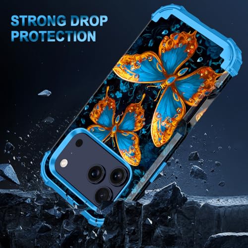 Miqala for iPhone 17 Pro Case,Glow in The Dark Three Layer Heavy Duty Shockproof Protection Hard Plastic Bumper+Soft Silicone Case for iPhone 17 Pro,Dark Blue by Miqala - Used condition - Image 4