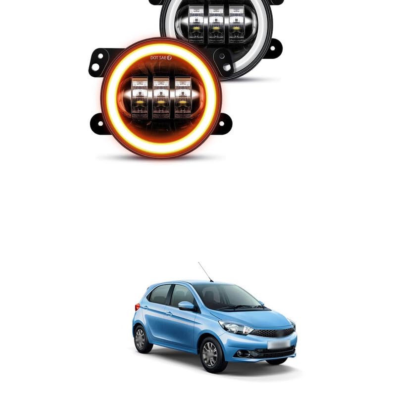 4 inch LED fog lights with DRL and Amber Turn Signal Fog Light Round White Light LED Fog Light Assembly Fog Lamp Compatible with All Cars Comfortable For Ta-ta Tia-go ev-image-12