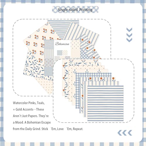 Scrapbook Paper -16 Sheets 5.8x5.8 Inch Vintage Country Floral Plaid Dot Patterns - Scrapbook Paper for Junk Journal Decoupage Card Making and DIY Home Decor