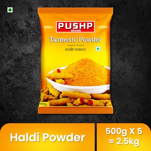 Image of Pushp Brand Turmeric Powder 500gm Pouch | Natural Haldi Powder (Pack Of 5)