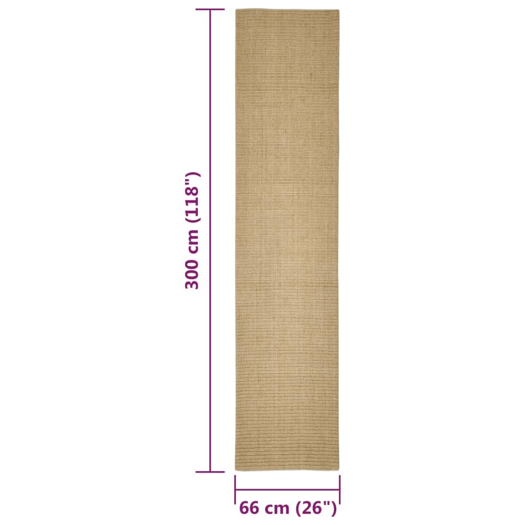 Rascador para gatos, 66 x 300 cm, 100% sisal duradero, con parte trasera antideslizante, adecuada para árboles rascadores, muebles de gatos, juego y dormir, ideal para interiores, fácil
