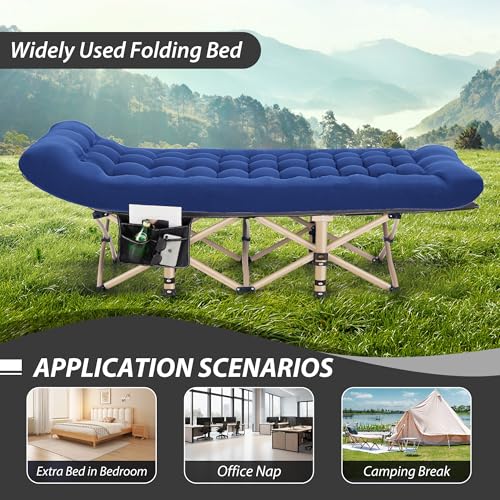 Candockway Folding Camping Cot with Comfy Mattress(Dark Grey),600LBS(Max Load),Portable Cot Bed for Adults Include Carry Bags,28\" Wider Sleeping Cots for Home,Office Nap,Outdoor Travel Camp Beach - Thumbnail 7