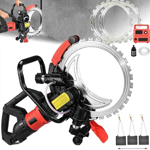 110V/220V Concrete Ring Saw Concrete Saw 16 inch, 9500W/12000W Electric concretes saws concrete Cutter, Wet Dust-Free System, Depth of cut 11.4inch, for Slotting Brick (12000W, 1blade)