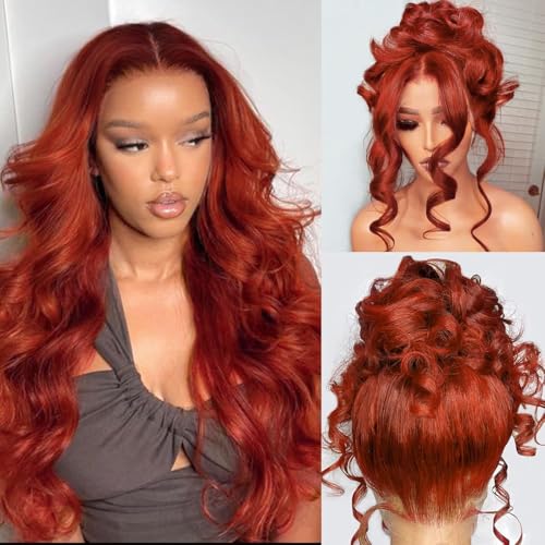 Reddish Brown 360 Body Wave Lace Front Wigs Human Hair