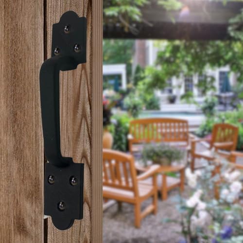 Image of 9 Inch Spade Barn Door Handle - Black Cast Iron Pull for Sliding Doors, Gates, Sheds, Fences, Closets - Indoor Outdoor Farmhouse Hardware