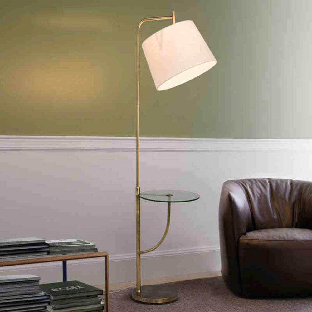 Dlnrn Lampade da terra Tavolino Soggiorno Divano creativo Lampada da tavolo verticale Moderna semplice (Paralume in lino, Paralume bianco) per la lettura (Colore : Paralume bianco)