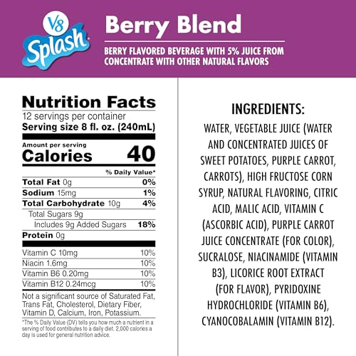 Image of V8 Splash Berry Blend Flavored Beverage, 96 fl oz Bottle (Pack of 2)