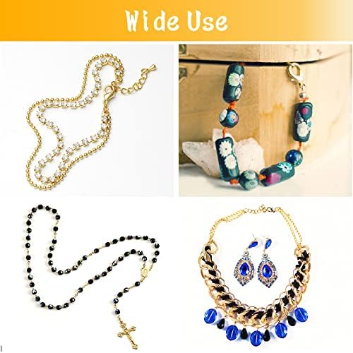 300 Pcs Jewellery Clasps Set, with Lobster Clasps Jump Rings, Crimp Ends, Chain Extender, Jump Ring Opener and Tweezer, Bracelet Clasps Necklace Clasps for Jewellery Making DIY Craft (Gold)