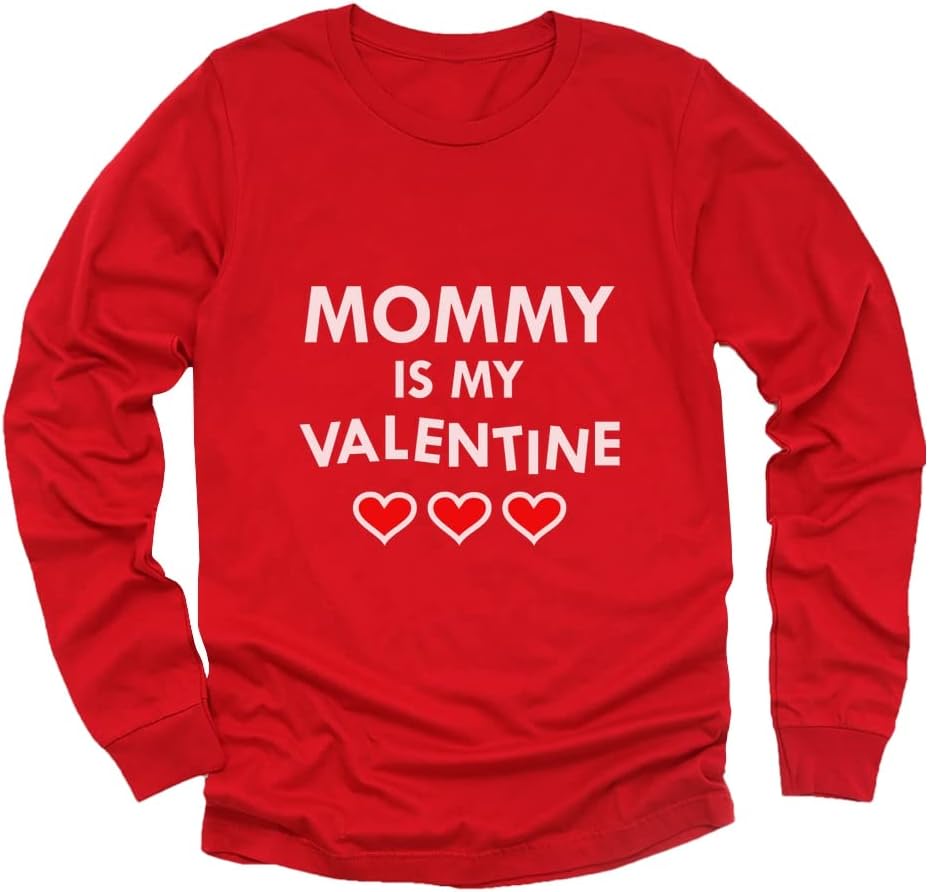 Tstars Mommy is My Valentine Kids Long Sleeve Shirt - Cute Valentines Day Tee for Toddlers and Youth Boys & Girls