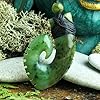 81stgeneration Nephrite Jade HEI Matau Pendant Necklace - Maori Fish Hook Cord Necklace for Men - Natural Greenstone Jewellery - Large Hand-Carved Design - Handmade Green Gemstone Amulet #4