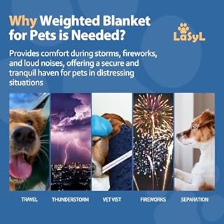 LaSyL Weighted Blanket for Pets | Thunder Blanket for Dogs Anxiety | Premium Soft Minky | Relaxation & Calming & Anti Anxiety | Blue Grey Star, Washable Medium 32" L x 40" W