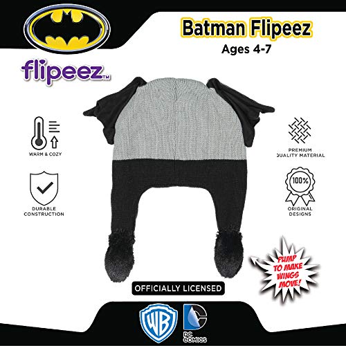Batman Boys Winter Hat – Floppy Ear Hat with Moving Ears for Kids – Fun Jumping Ears with Ear Flaps That Move – Warm Fleece & Sherpa Lining for Kids 4-74