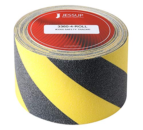 Jessup Safety Track 3360-4 Black and Yellow Non-slip and marking safety tape. Long-lasting, High traction, Made in The U.S.A, Manufacturer Direct (4 inch x 60 foot Roll)