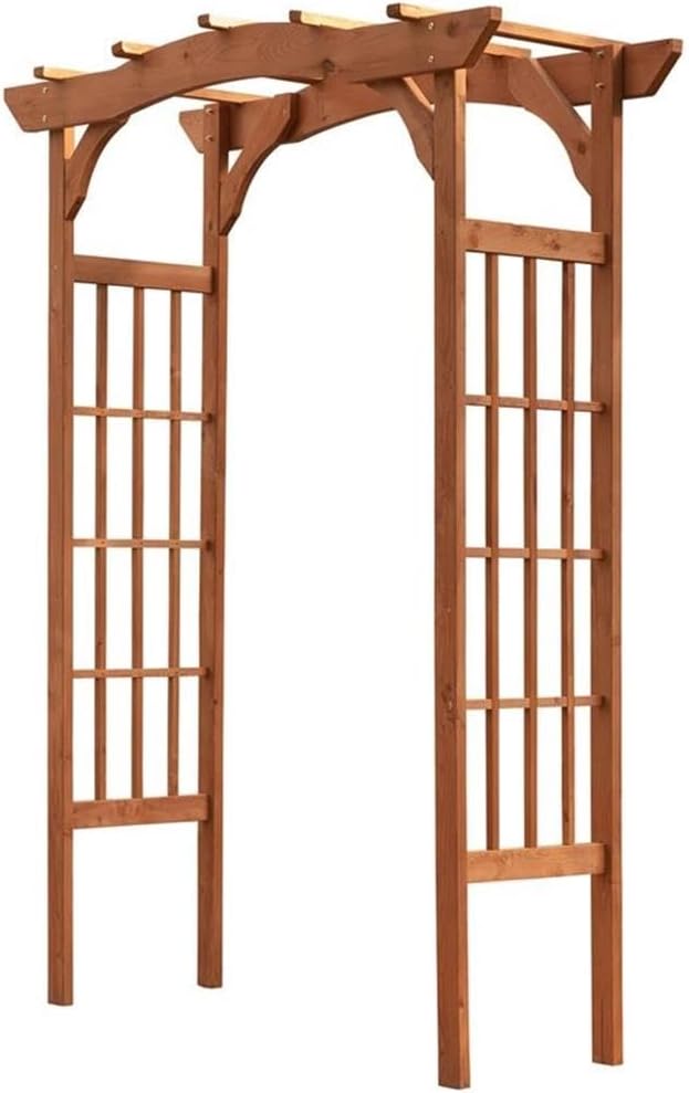 Leisure Season WA6180 Outdoor Wooden Arbor Trellis - Brown - 1 Piece - Decorative Lattice Panels Design for Garden - Support for Climbing Plants, Vines, Flowers - Cedar Wedding Arch, Walkway, Archway