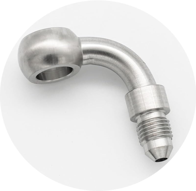 Conexão banjo 90° KRD PERFORMANCE em aço inoxidável 3AN com furo de 10,2 mm para freio e embreagem – 1 unidade