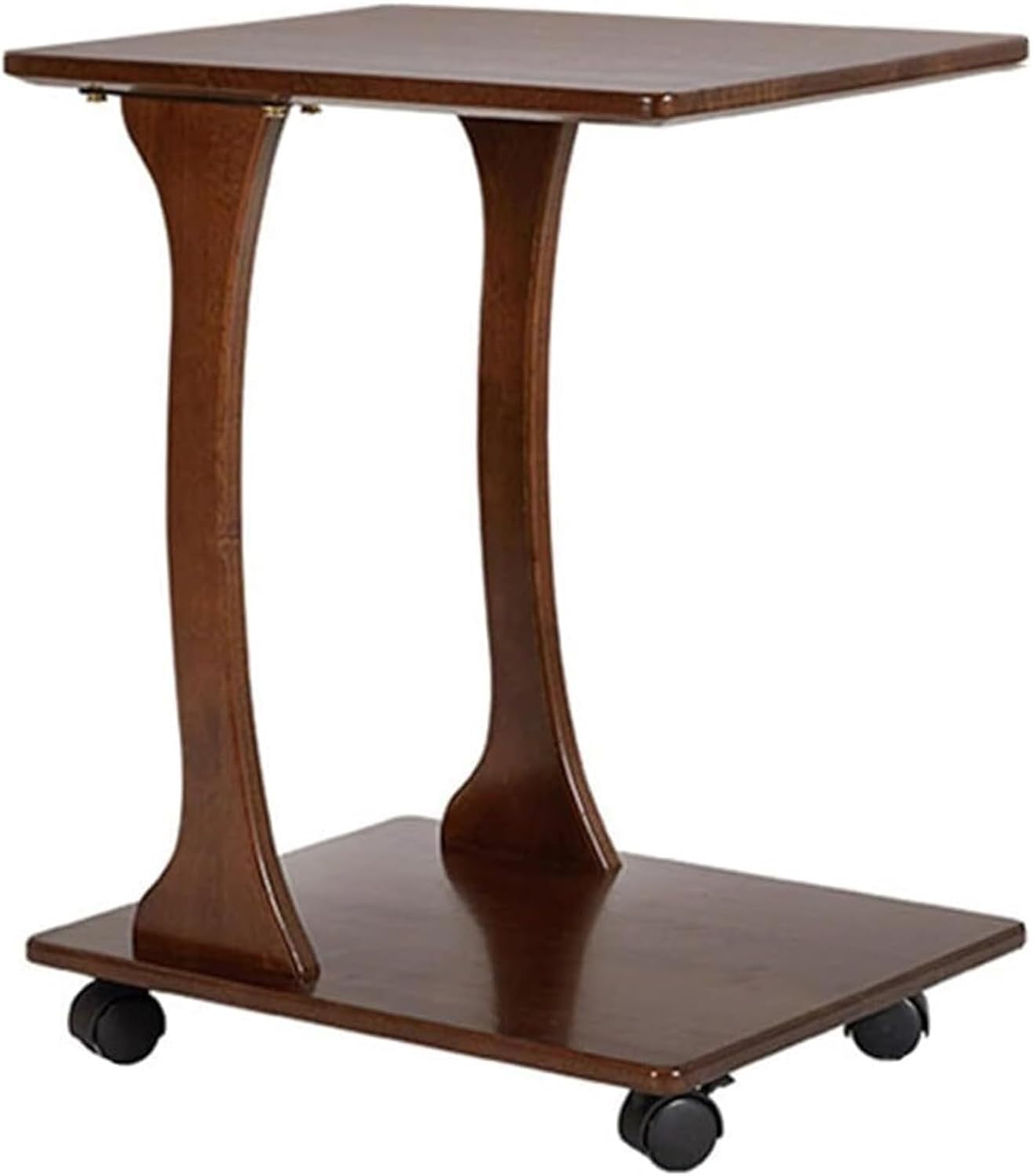 Aimery Office End Table Retro Mobile Sofa Side Table, 2-Layer Storage Coffee Table, Multifunctional Snack Table