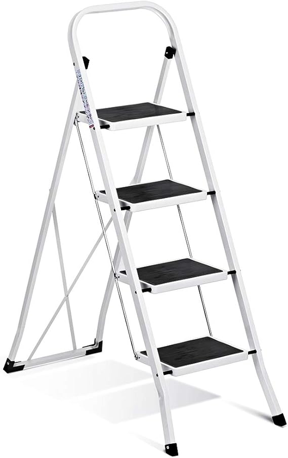 Delxo 4 Step Alloy Steel Folding Stool Portable Ladder with