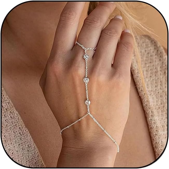 CSIYANJRY99CSIYANJRY99 Snake Hand Chain Bracelet Snake Chain Finger Ring Bracelet Slave Chain Hand Harness Bracelet Snake Pearl Friendship Bracelet Jewelry Accessories
