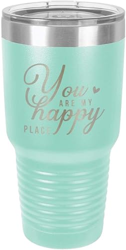 Miniatura 21 de You are my happy place Vaso negro de 30 onzas con popote y tapa superior deslizante Taza de viaje de acero inoxidable Comparar con Yeti Rambler