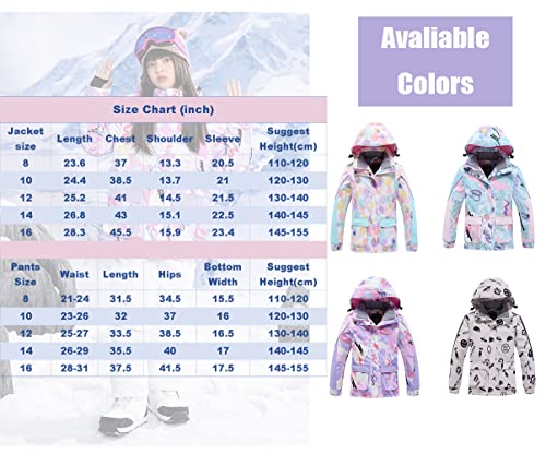 Image of Girls /Boys Snowsuits Hooded Insulated Windproof Winer Coats Ski Jacket Snow Pants Set