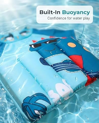 Toddler One-Piece Swimsuit, UPF 50+ Sun Protection Swimwear for Kids, Quick-Dry Learning to Swim Bathing Suit for Beach & Pool for Girls and Boys (Blue Dinosaur)