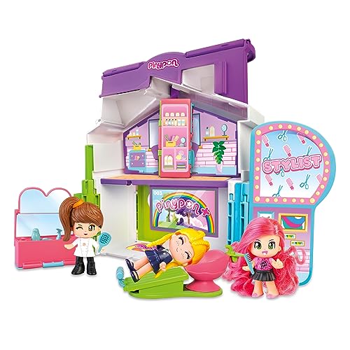 PIN Y PON - Profissões 3 em 1, brinquedo conversível, 3 cenários em 1, escola, cabeleireiro ou cozinha, inclui 3 figuras, contém acessórios para jogos, meninos e meninas a partir de 4 anos, famosa