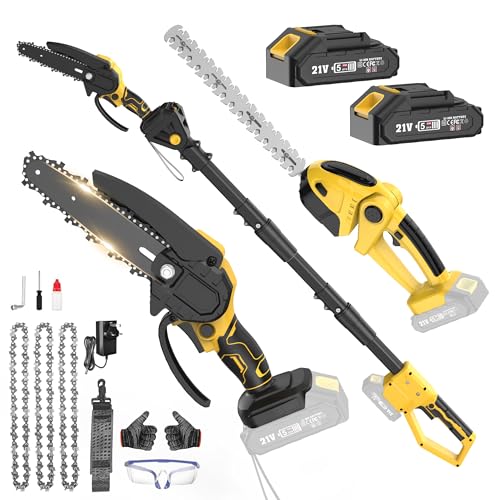 BOYUNSHI Cordless Pole Saw & Hedge Trimmer Set
