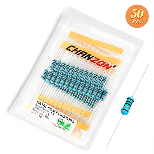 Chanzon 50Pcs 1W 10 Ω Ohm Metal Film Fixed Resistor 0.01 ±1% Tolerance 10R Mf Through Hole Resistors Current Limiting Rohs Certificated #TOP1