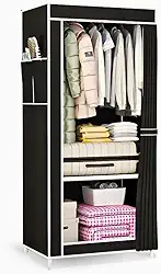 Guarda Roupa Closet Dobrável Organizador com Capa de Tecido 1 Porta - Preto, uma porta