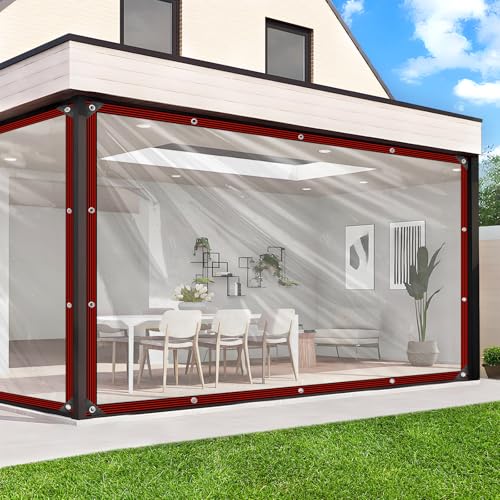 Clear Tarp - Heavy Duty Waterproof 8x10ft Clear Plastic Tarp with Grommets Transparent Vinyl Tarps Outdoor Garden Rainproof Tarpaulin for Greenhouse Plant Patio Roofs Porch Chicken Coop