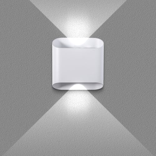 Gebiuhoo Apliques de pared Modernos 12W Apliques pared LED Luz Lámpara Moderna Blanco Luz de Aluminio Luz Blanco Frío 6000K Apliques de Pared Arriba y Abajo para dormitorio Sala de Estar Pasillo