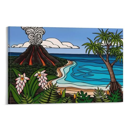 ヘザーブラウン (海辺の火山)現代 北欧 ハワイの風景 ポスター ウォールアート 部屋飾り 絵画 ベッドルーム リビング 壁の絵20x30inch(50x75cm)