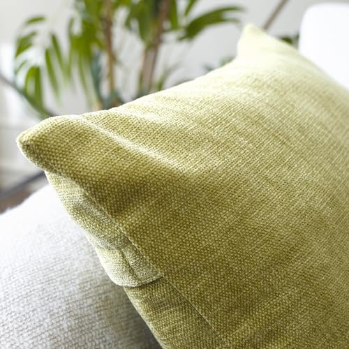 Image of Encasa XO Thick Chenille Throw Pillow Covers Set of 1 | Olive - (16 inchx16 inch) (40x40 cm) | Decorative Accent Square Throw Pillow Cases for Couch, Home Decor, Sofa