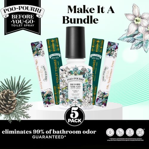 Image of Poo-Pourri Before-You-Go Toilet Spray Vanilla Mint 2 Fl Oz & 10 ml Travel Sprays - Toilet Tidings and Oh, Spritzmas Tree