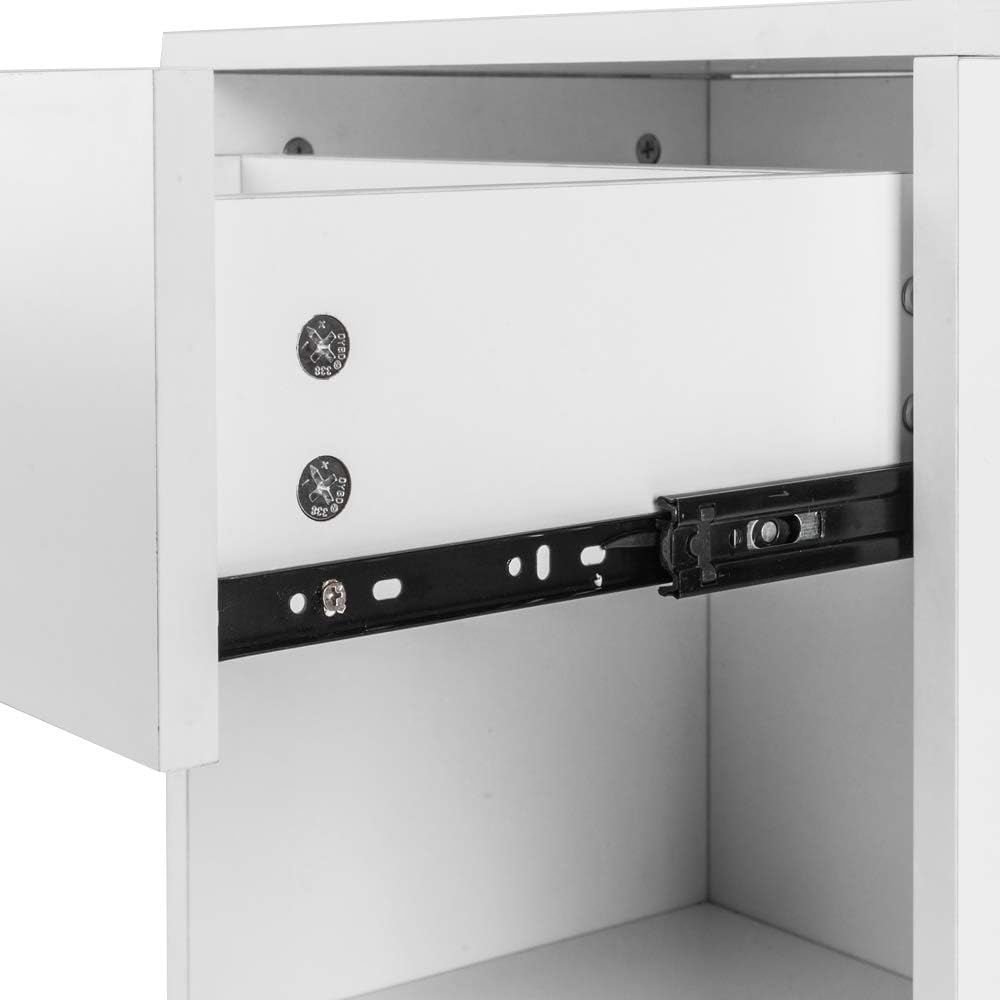 Henf Small Nightstand w/Drawer and Storage Shelf, Set of 2 Wooden Bedside Table Solid Structure and Stable Frame End Side Table Suitable for Bedroom and Accent Table, White