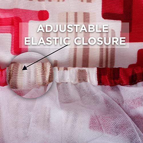 Image of Polyester Water Dispenser Bottle Cover With Adjustable Elastic Closure And Water Level Indication For 20L, Pack of 2Pc (Color- Red Geometric, Size-17x11 Inches)