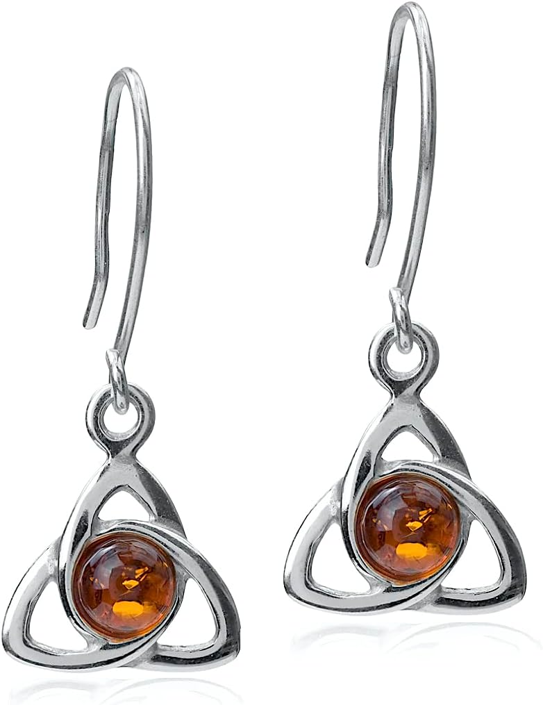 Ian and Valeri Co. Honey Amber Sterling Silver Small Celtic Earrings