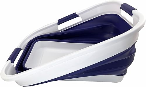 Miniatura 2 de SAMMART Contenedor de plástico plegable de 30 litros (8 galones) para lavar la ropa, contenedor portátil de almacenamiento desplegable, organizador