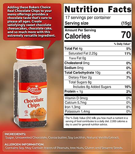 Semi-Sweet Mini Chocolate Chips - Dairy Free, Kosher - 9 Oz. - Baker's Choice #TOP2