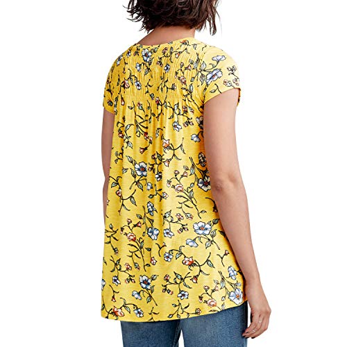 Ellos Women's Plus Size Smocked Tunic - 22/24, Primrose Yellow Floral Multicolored #TOP2