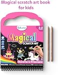 Skillmatics Scratch Art Book for Kids - Unicorns & Princesses, Craft Kits & Supplies, 30+ Scratch Stickers, Travel Toys, DIY Kit, Gifts for Girls & Boys Ages 3, 4, 5, 6, 7, 8
