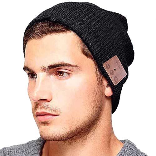 ULTRICS Gorro Bluetooth, Unisex Recargable V5.0 Inalámbricos Auriculares Sombrero Beanie, Musical Punto Invierno Hat con Altavoz Estéreo, Micrófono para Llamadas Manos Libres Deportes Regalo Navidad