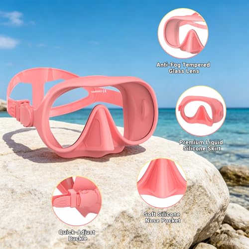 Equipo de Snorkel para Adultos, Set de Snorkel Adulto, Máscara de Buceo con Vista Panorámica, Antifugas y Antivaho, Gafas de Natación y Buceo con Vidrio Templado, Portátil y Plegable para Viaje miniatura 3