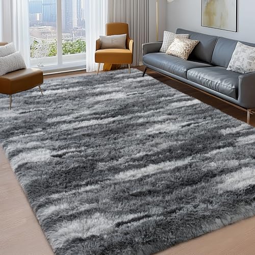 Alfombra Shag Decorativa 8x10 Pies Gris Abstracto miniatura 3